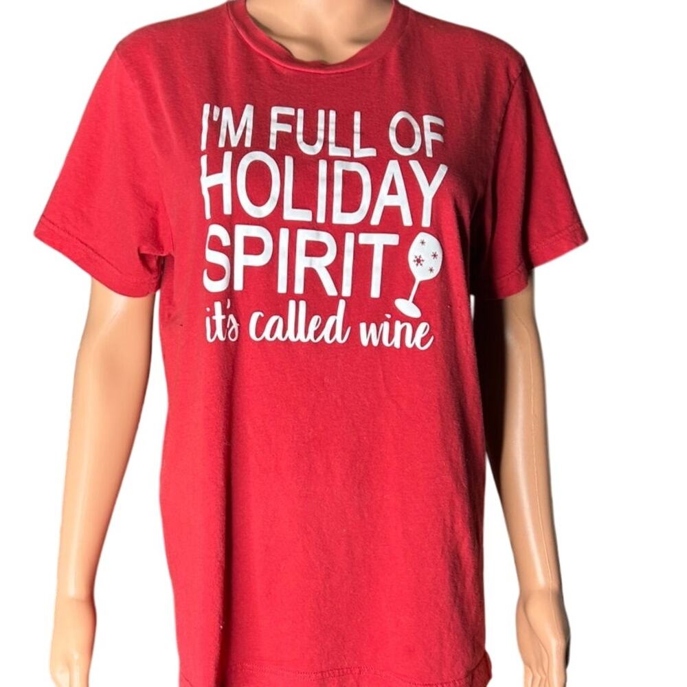Canvas Red Christmas Shirt I'm Full Of Holiday Spirit it's called wine size M